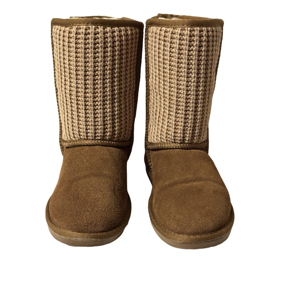 Women's‎ MINNETONKA Brown Sweater Boots Sz 7 Cozy Winter Warm